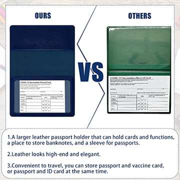 3 Pieces Vaccination Certificate Holder PU Leather Card Holder Vaccination Card Protector Waterproof Immunization Record Card Holder for Business ID Card Passport (Fresh Style)