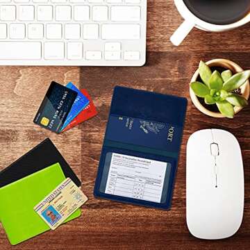 3 Pieces Vaccination Certificate Holder PU Leather Card Holder Vaccination Card Protector Waterproof Immunization Record Card Holder for Business ID Card Passport (Fresh Style)