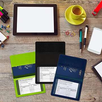 3 Pieces Vaccination Certificate Holder PU Leather Card Holder Vaccination Card Protector Waterproof Immunization Record Card Holder for Business ID Card Passport (Fresh Style)