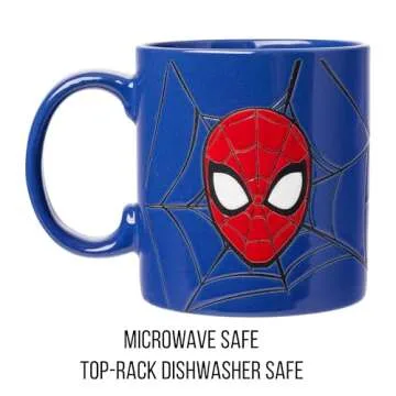 Silver Buffalo Marvel Comics Spiderman Wax Resist Ceramic Mug, 20 Ounces, Blue/Multi, 20oz