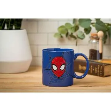 Silver Buffalo Marvel Comics Spiderman Wax Resist Ceramic Mug, 20 Ounces, Blue/Multi, 20oz