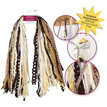 Assorted Ribbon - Ribbons for Crafts Wrapping Ribbon Fabric Ribbon Hair Ribbons for Girls Craft Ribbon Decorative Ribbon Fabric Trim Bow Making Supplies Bow Ribbon Trim Approx 30 Yards - Natural