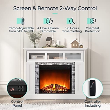 LINSY HOME Electric Fireplace Mantel with Remote Control