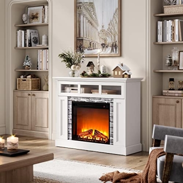 LINSY HOME Electric Fireplace Mantel with Remote Control