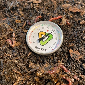 Urban Worm Soil Thermometer with 5-Inch Stem for Gardening