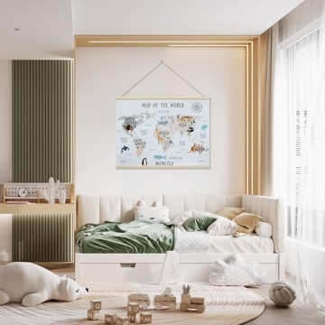 Embroidered World Map Poster for Kids Room Decor