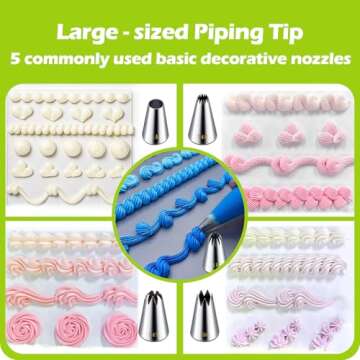 Suuker Piping Tips Set - 5 Stainless Steel Decorating Tools