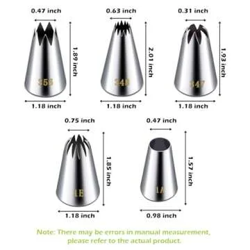 Suuker Piping Tips Set - 5 Stainless Steel Decorating Tools