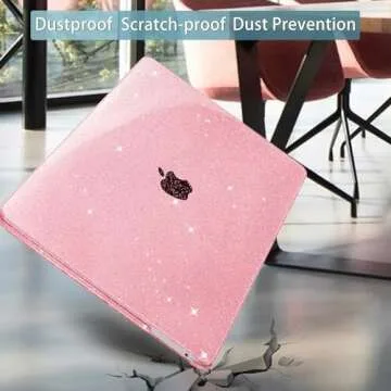 Mektron Glitter Case for 2020 MacBook Pro 13 inch A2338 M2 Compatible 2021 2022 Release M1 A2289 A2251, Sparkly Plastic Hard Shell Cover with Touch Bar Fits Touch ID, Glitter Pink