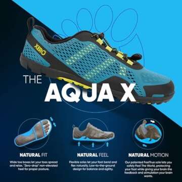 Xero Shoes Barefoot Water Shoes for Men | Aqua X Sport Men's Water Shoes | Wide Toe Box, Zero Drop Heel, Minimalist for Beach, Hiking, Running | Surf, Size 11.5