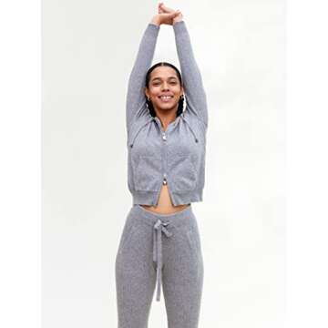 State Cashmere Women’s Loungewear Set 100% Pure Cashmere Ribbed Sweater and Jogger Pants (Tops and...