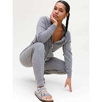 State Cashmere Women’s Loungewear Set 100% Pure Cashmere Ribbed Sweater and Jogger Pants (Tops and Bottoms Sold Separately) (Pale Charcoal, Medium)