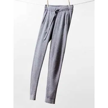State Cashmere Women’s Loungewear Set 100% Pure Cashmere Ribbed Sweater and Jogger Pants (Tops and Bottoms Sold Separately) (Pale Charcoal, Medium)