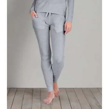 State Cashmere Women’s Loungewear Set 100% Pure Cashmere Ribbed Sweater and Jogger Pants (Tops and Bottoms Sold Separately) (Pale Charcoal, Medium)