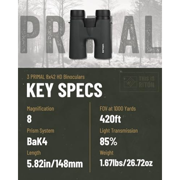 Riton Series 3 Primal 8x42 HD Binoculars for Outdoor Adventures