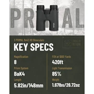 Riton Series 3 Primal 8x42 HD Binoculars for Outdoor Adventures