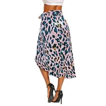 Long Skirts for Women Summer Outfits Boutique Sassy Leopard Bohemain Skirt (S,Leopard Pink)