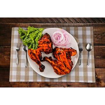 Urban Villa Placemats for Dining Table 100% Cotton Placemats 14''x20'' Over Sized Tablemats Set of 6 Placemats Taupe/White Buffalo Check Tablemats for Family Dinners Wedding Parties Placemats