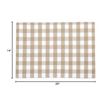 Urban Villa Placemats for Dining Table 100% Cotton Placemats 14''x20'' Over Sized Tablemats Set of 6 Placemats Taupe/White Buffalo Check Tablemats for Family Dinners Wedding Parties Placemats