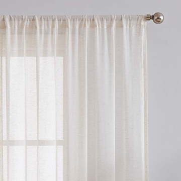 FMFUNCTEX Beige Linen Sheer Curtains for Elegant Spaces