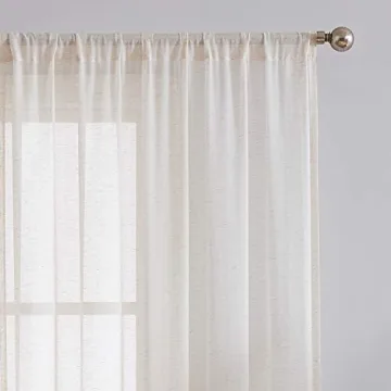 FMFUNCTEX Beige Linen Sheer Curtains for Elegant Spaces