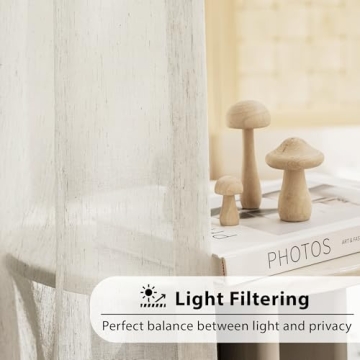 FMFUNCTEX Beige Linen Sheer Curtains for Elegant Spaces