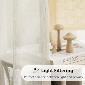 FMFUNCTEX Beige Linen Sheer Curtains for Elegant Spaces