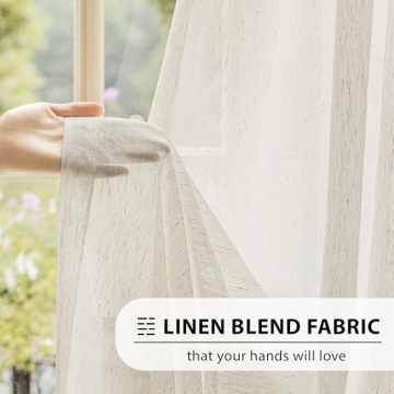 FMFUNCTEX Beige Linen Sheer Curtains for Elegant Spaces