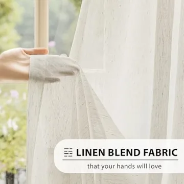 FMFUNCTEX Beige Linen Sheer Curtains for Elegant Spaces