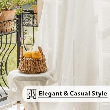 FMFUNCTEX Beige Linen Sheer Curtains for Elegant Spaces