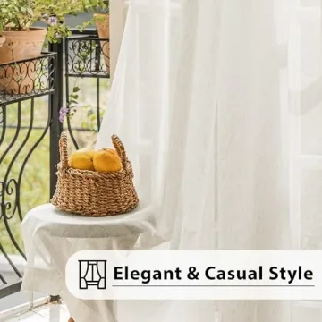 FMFUNCTEX Beige Linen Sheer Curtains for Elegant Spaces