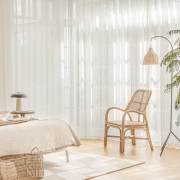 FMFUNCTEX Beige Linen Sheer Curtains for Elegant Spaces
