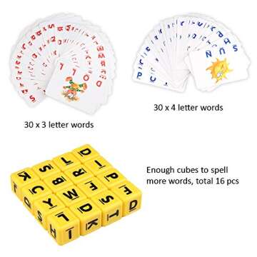 Upgraded Matching Letter Spelling Game Speak and Spell Word Puzzles for Kids Ages 4-8 Preschool Learning Toys for Toddler 4 3 5 and up