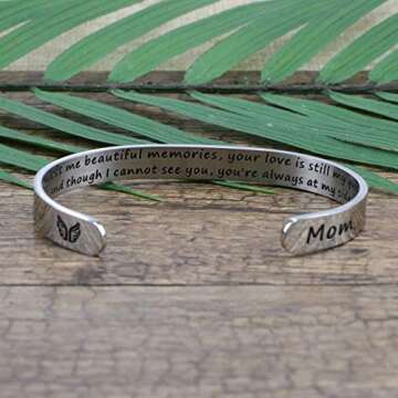 JoycuFF In Memory Of Gifts for Loss of Mother Mom Memorial Jewelry Sympathy Bracelet Secret Message Engraved Bereavement Grief Gifts for Women