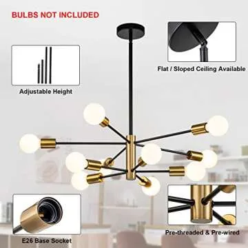 SINERISE Modern Sputnik Chandelier - Adjustable & Stylish