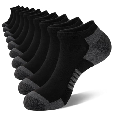 COOVAN 10 Pairs Men's Ankle Socks - Comfortable, Anti-Slip & Full Cushion
