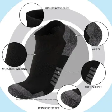 COOVAN Men's Ankle Socks 10 Pack Comfort Anti-Slip Cushion
