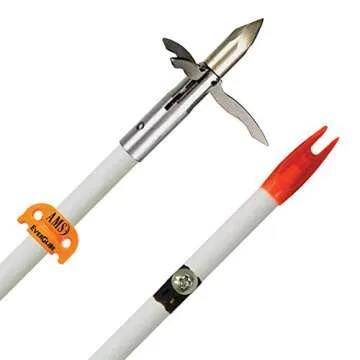 AMS A206-Wht Fiberglass Bowfishing Arrow with Ankorfx Point & Safety Slide