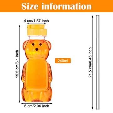 4 Pieces Juice Bear Bottles Honey Bear Drinking Bottles Plastic Reusable Drinking Cups with 4 Pieces...