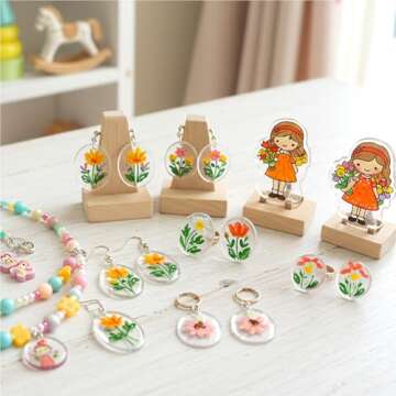 Auihiay 198 Pieces Shrink Plastic Kit Include 20 Sheets Shrinky Paper, Hole Punch, Keychains Accessories and Pencils for DIY Ornaments or Creative Craft