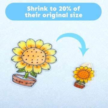 Auihiay 198 Pieces Shrink Plastic Kit Include 20 Sheets Shrinky Paper, Hole Punch, Keychains Accessories and Pencils for DIY Ornaments or Creative Craft