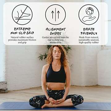 Yogi Bare Lunar Paws Yoga Mat 4mm (1/6") Ocean Blue - Extreme Non Slip Grip Fitness & Exercise Mat -...