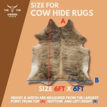 Exquisite Cowhides Rug 6x6 Brindle Medium Natural Leather - Unique, Durable, and Elegant
