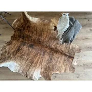 Cowhides Rug 6x6 Brindle Natural Leather for Home