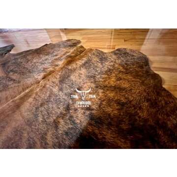 Cowhides Rug 6x6 Brindle Natural Leather for Home