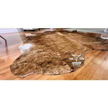 Cowhides Rug 6x6 Brindle Natural Leather for Home
