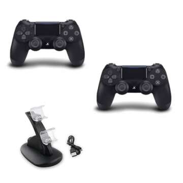 Sony Dual Wireless PS4 Controller Bundle with Charging Dock for Gaming Fun