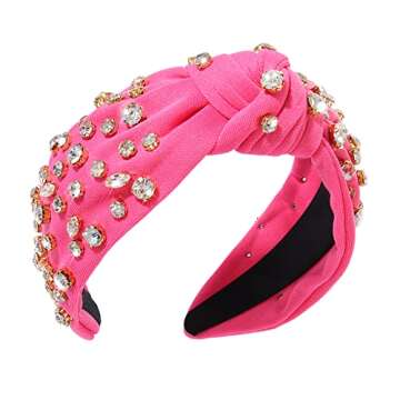 Crystal Knotted Headband for Women Crystal Embellished Wide Top Knot Headband Women's Fashion Headba...