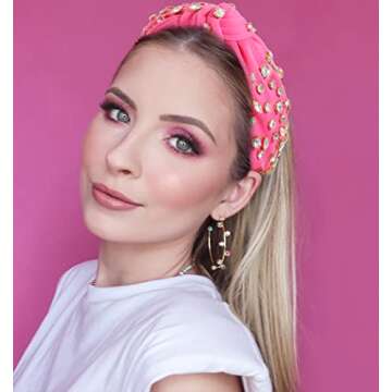 Crystal Knotted Headband for Women Crystal Embellished Wide Top Knot Headband Women's Fashion Headbands Hair accessories