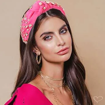 Crystal Knotted Headband for Women Crystal Embellished Wide Top Knot Headband Women's Fashion Headbands Hair accessories